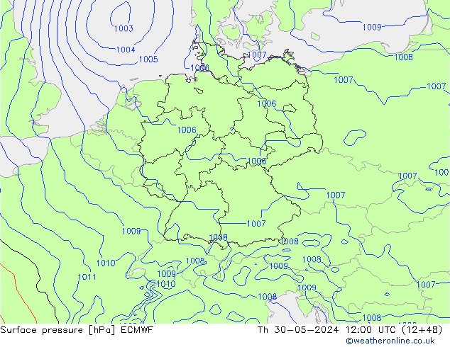 pressão do solo ECMWF Qui 30.05.2024 12 UTC