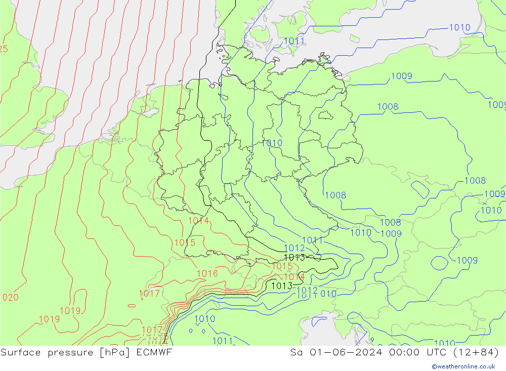 Surface pressure ECMWF Sa 01.06.2024 00 UTC