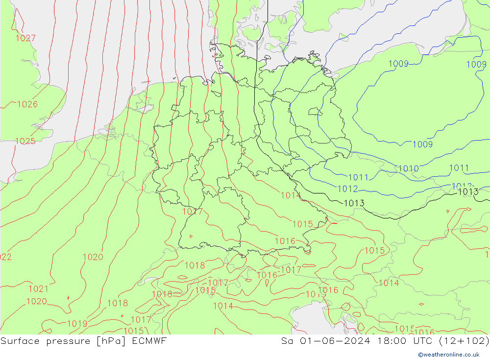 приземное давление ECMWF сб 01.06.2024 18 UTC