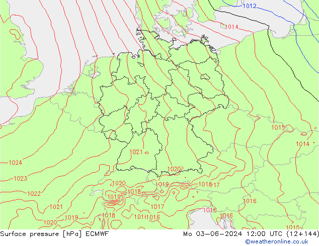 приземное давление ECMWF пн 03.06.2024 12 UTC