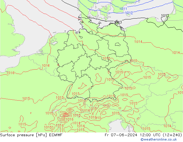 pressão do solo ECMWF Sex 07.06.2024 12 UTC