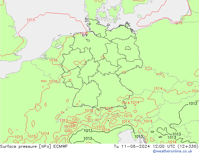 Atmosférický tlak ECMWF Út 11.06.2024 12 UTC