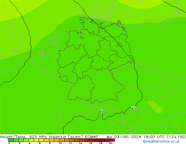 Géop./Temp. 925 hPa ECMWF lun 03.06.2024 18 UTC