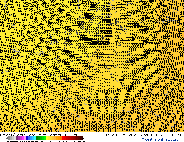 Height/Temp. 850 hPa ECMWF Th 30.05.2024 06 UTC