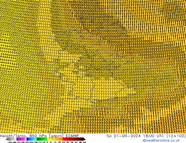 Yükseklik/Sıc. 850 hPa ECMWF Cts 01.06.2024 18 UTC