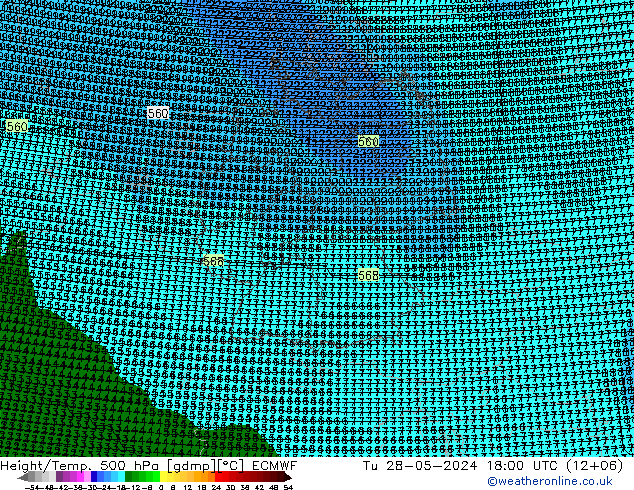 Height/Temp. 500 hPa ECMWF mar 28.05.2024 18 UTC