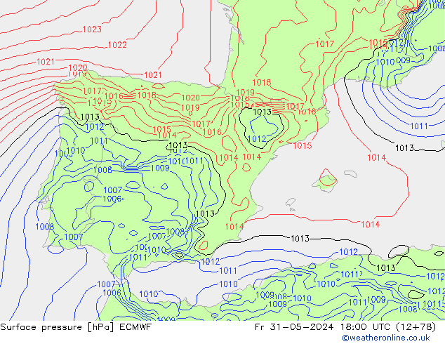 Bodendruck ECMWF Fr 31.05.2024 18 UTC