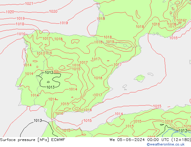 pressão do solo ECMWF Qua 05.06.2024 00 UTC