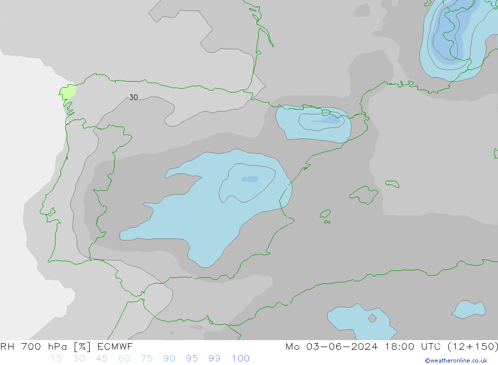 RH 700 hPa ECMWF Mo 03.06.2024 18 UTC