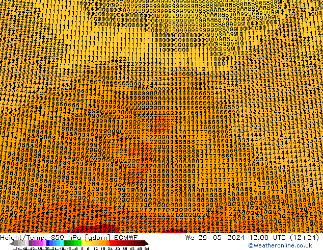 Yükseklik/Sıc. 850 hPa ECMWF Çar 29.05.2024 12 UTC