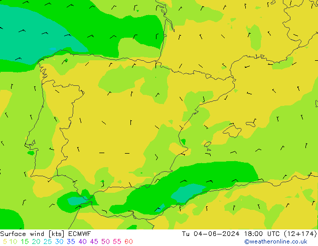 Rüzgar 10 m ECMWF Sa 04.06.2024 18 UTC