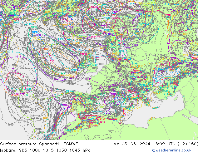 Bodendruck Spaghetti ECMWF Mo 03.06.2024 18 UTC