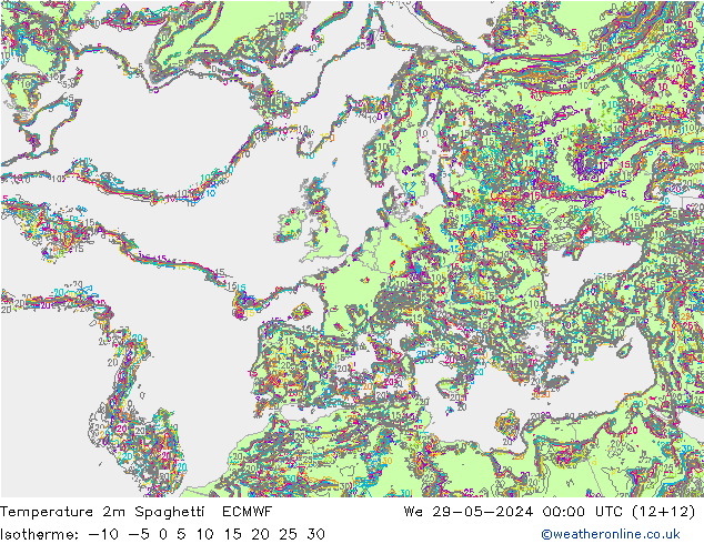 Temperaturkarte Spaghetti ECMWF Mi 29.05.2024 00 UTC