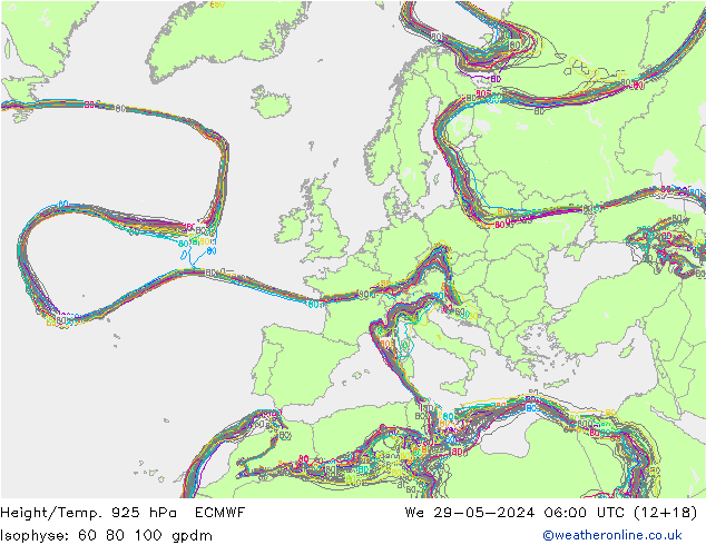 Height/Temp. 925 hPa ECMWF śro. 29.05.2024 06 UTC