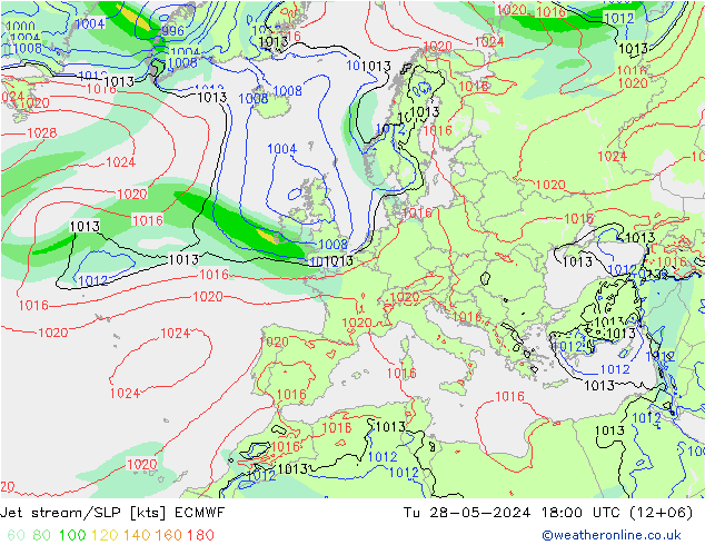 Jet stream ECMWF Ter 28.05.2024 18 UTC