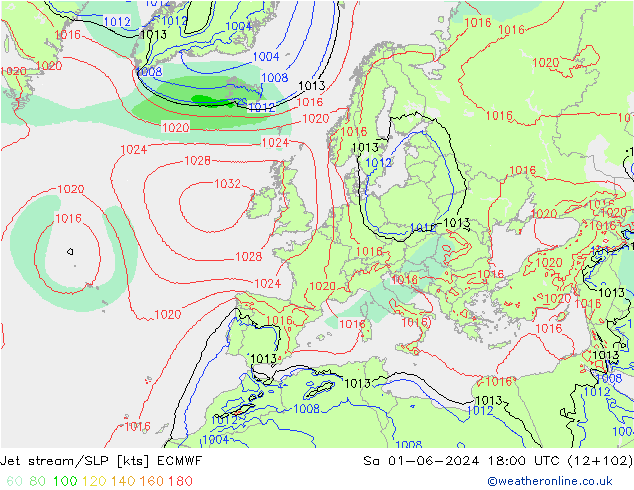 Polarjet/Bodendruck ECMWF Sa 01.06.2024 18 UTC