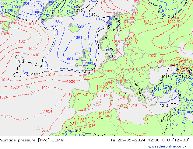 Yer basıncı ECMWF Sa 28.05.2024 12 UTC