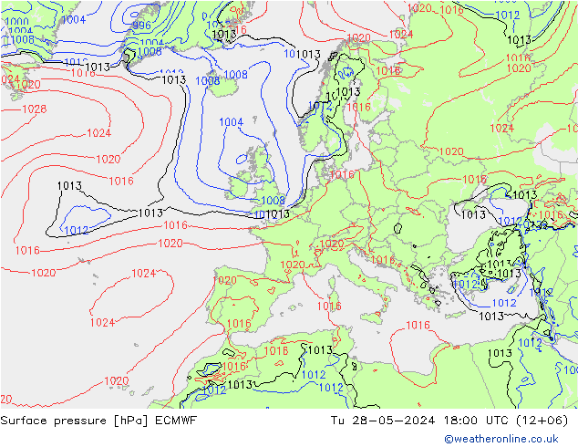 Surface pressure ECMWF Tu 28.05.2024 18 UTC