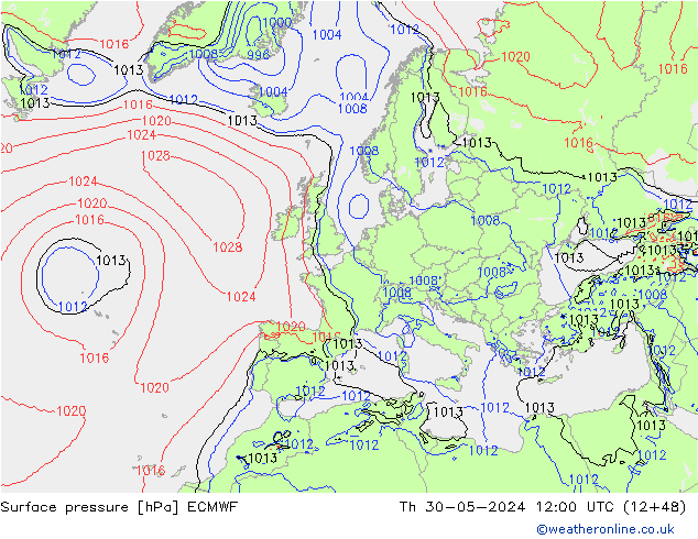 приземное давление ECMWF чт 30.05.2024 12 UTC