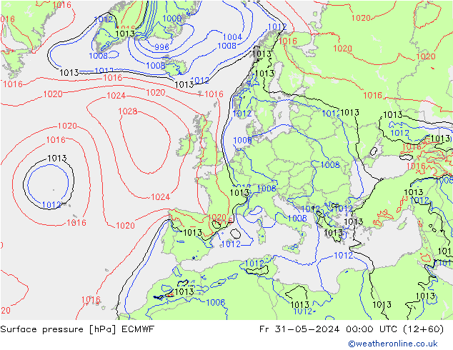 Yer basıncı ECMWF Cu 31.05.2024 00 UTC