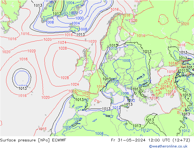 Atmosférický tlak ECMWF Pá 31.05.2024 12 UTC