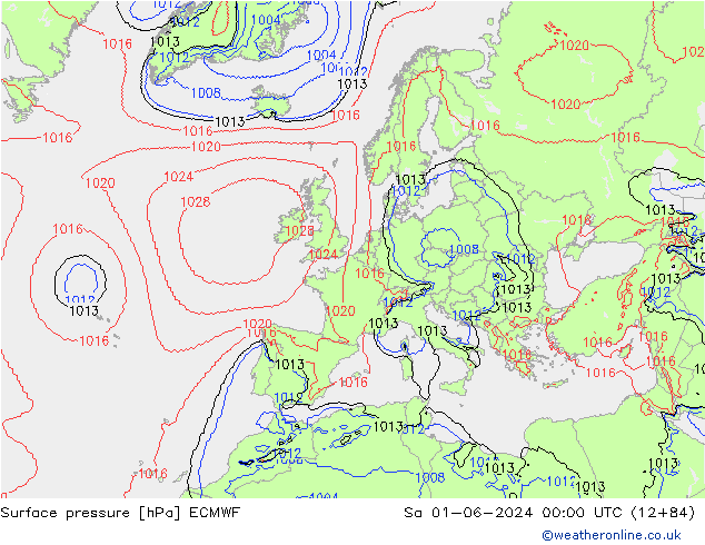 Bodendruck ECMWF Sa 01.06.2024 00 UTC