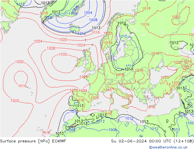 Yer basıncı ECMWF Paz 02.06.2024 00 UTC