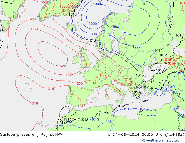 Surface pressure ECMWF Tu 04.06.2024 06 UTC