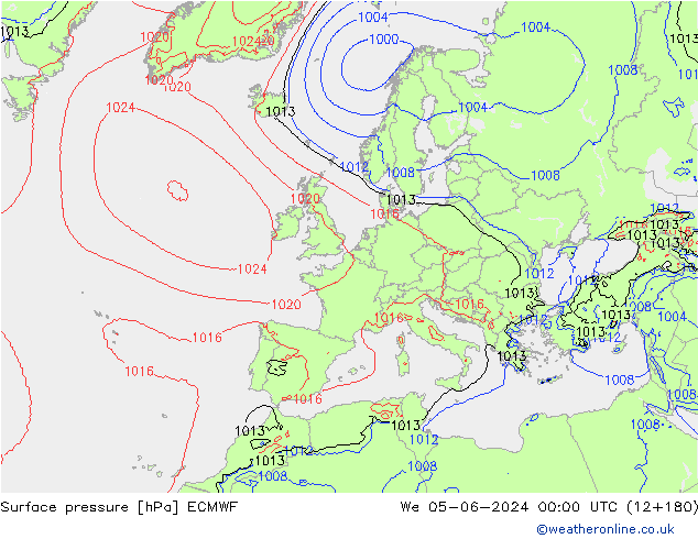 Atmosférický tlak ECMWF St 05.06.2024 00 UTC