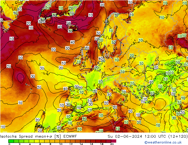 Isotachs Spread ECMWF Ne 02.06.2024 12 UTC