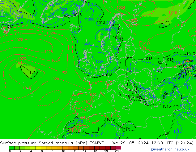 Bodendruck Spread ECMWF Mi 29.05.2024 12 UTC