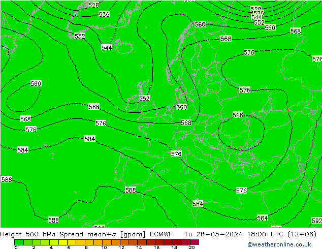 Height 500 hPa Spread ECMWF mar 28.05.2024 18 UTC