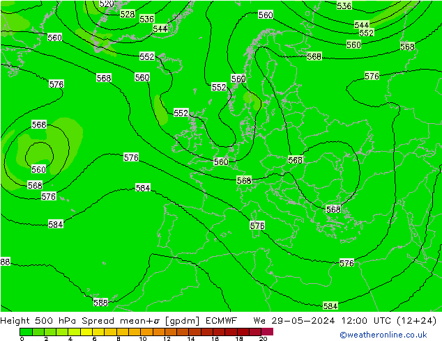 Height 500 hPa Spread ECMWF mer 29.05.2024 12 UTC