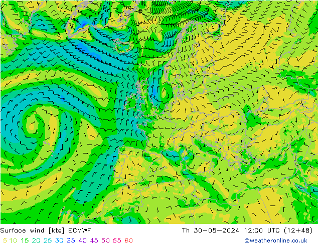 Bodenwind ECMWF Do 30.05.2024 12 UTC