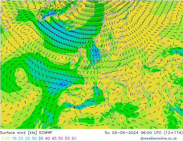 Rüzgar 10 m ECMWF Paz 02.06.2024 06 UTC