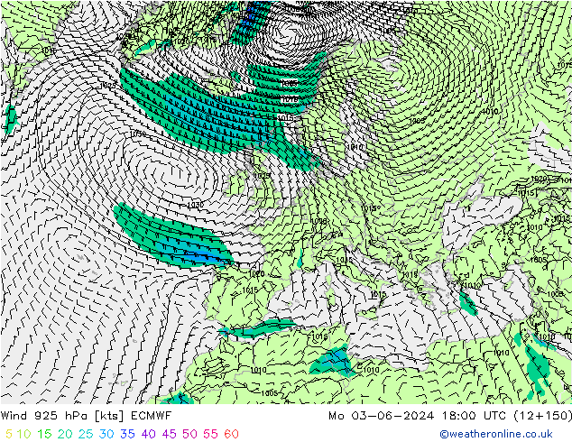 Wind 925 hPa ECMWF Mo 03.06.2024 18 UTC