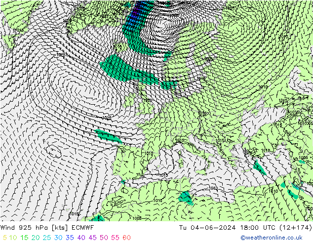 wiatr 925 hPa ECMWF wto. 04.06.2024 18 UTC