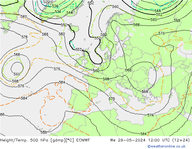 Géop./Temp. 500 hPa ECMWF mer 29.05.2024 12 UTC