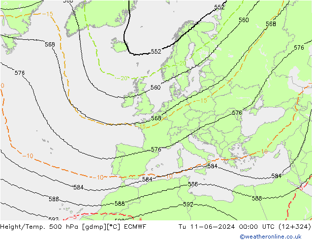 Height/Temp. 500 hPa ECMWF mar 11.06.2024 00 UTC