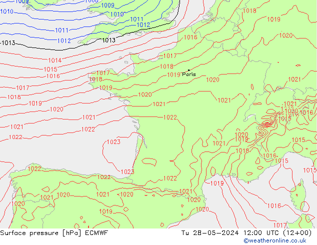 Pressione al suolo ECMWF mar 28.05.2024 12 UTC