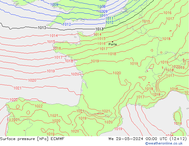 Bodendruck ECMWF Mi 29.05.2024 00 UTC