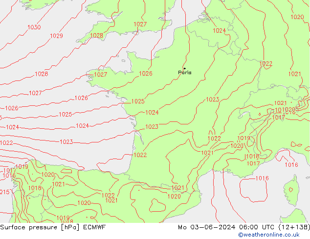 Yer basıncı ECMWF Pzt 03.06.2024 06 UTC