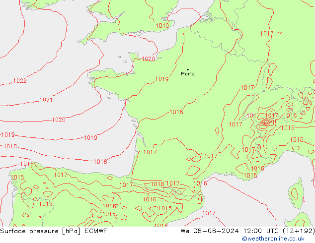 Bodendruck ECMWF Mi 05.06.2024 12 UTC