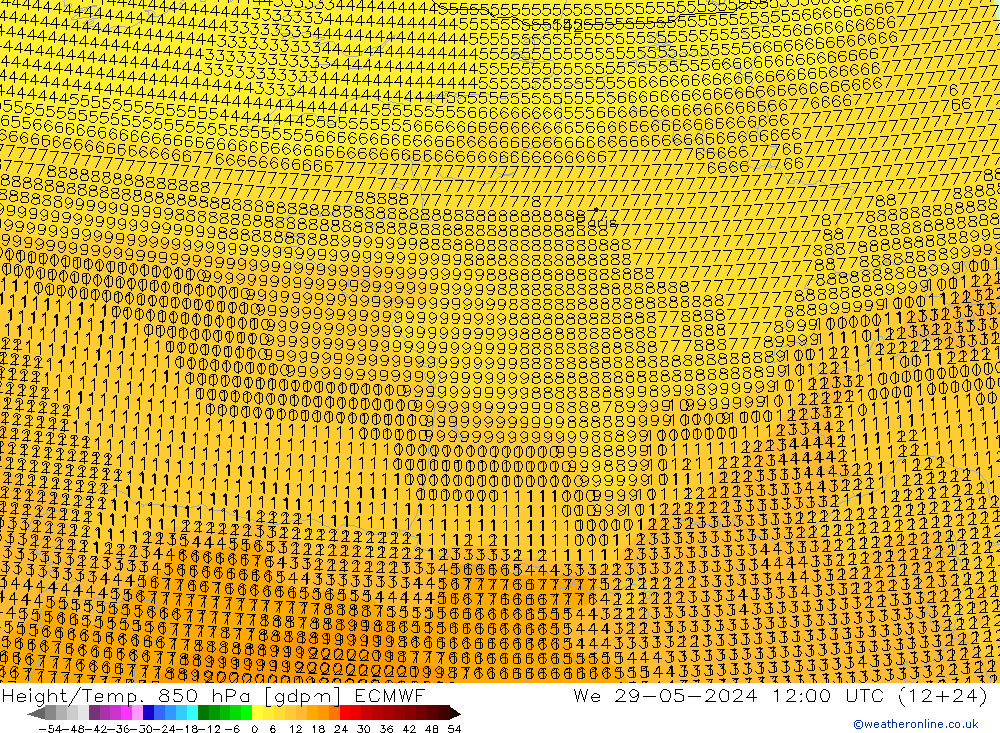 Yükseklik/Sıc. 850 hPa ECMWF Çar 29.05.2024 12 UTC