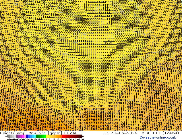 Géop./Temp. 850 hPa ECMWF jeu 30.05.2024 18 UTC