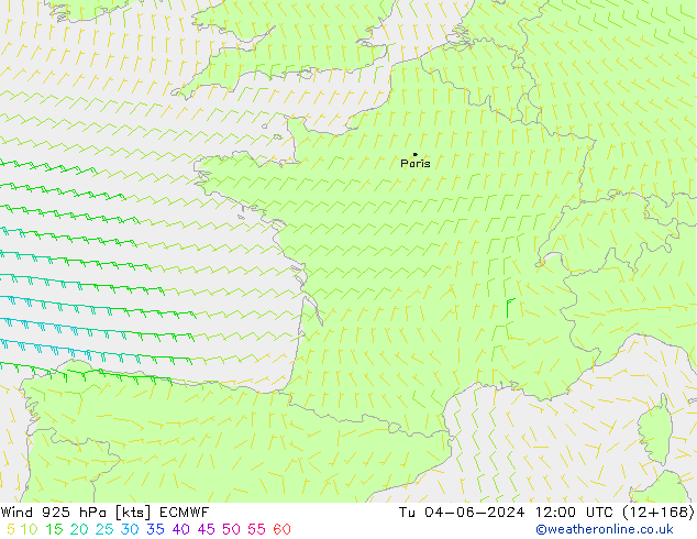 ветер 925 гПа ECMWF вт 04.06.2024 12 UTC