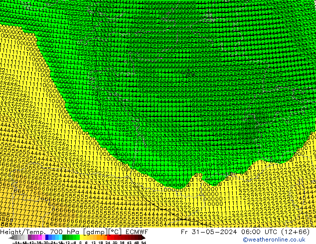 Height/Temp. 700 hPa ECMWF Fr 31.05.2024 06 UTC