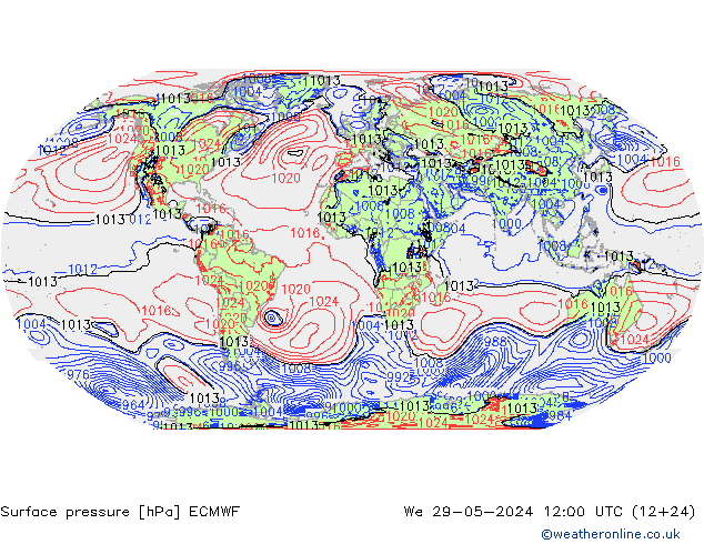 ciśnienie ECMWF śro. 29.05.2024 12 UTC