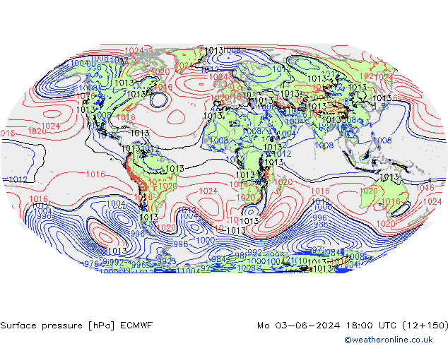 Presión superficial ECMWF lun 03.06.2024 18 UTC
