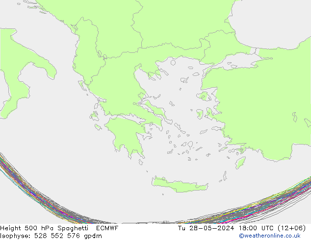 Height 500 hPa Spaghetti ECMWF Tu 28.05.2024 18 UTC